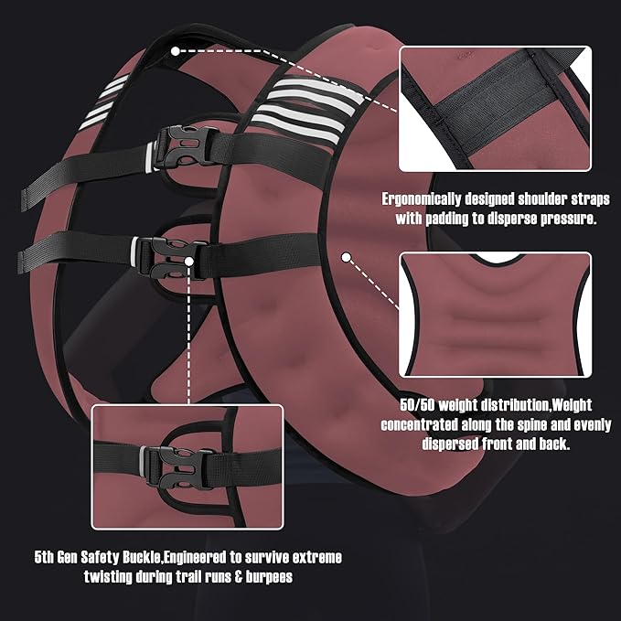 Weighted Vest Men or Women - 5/10/15/20/25/30lbs Weights with Reflective Stripe, Weighted Vest for Workout Equipment for Strength Training Running - Walking Weight Loss
