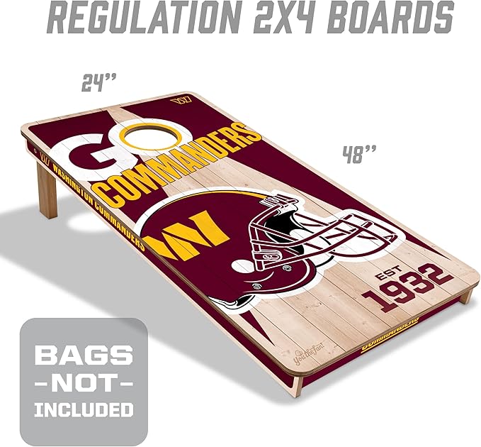 YouTheFan NFL 2’ x 4’ Professional Wood Cornhole Game