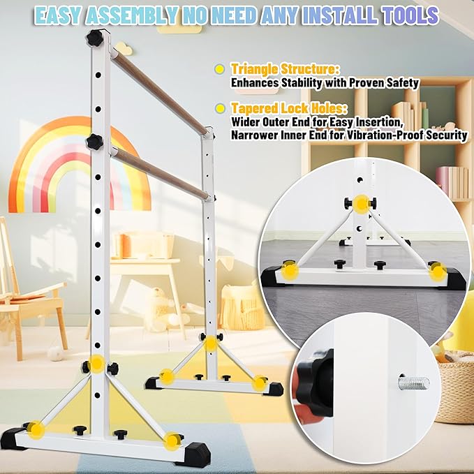 Adjustable Ballet Barre,Portable Dance bar,Fitness Equipment for Dance & Balance Excercise,Super Sturdy for Balance Workout,Weight Limit 250 LBS