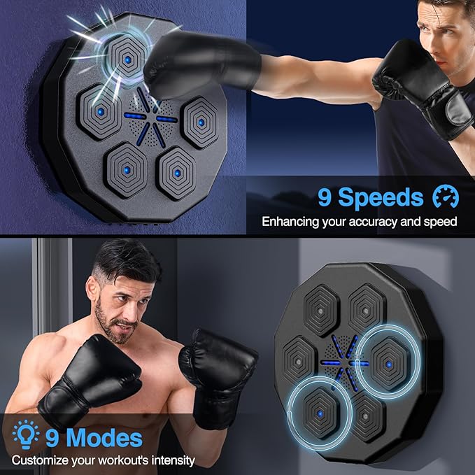 2025 New Music Boxing Machine with Two Pairs of Gloves Upgraded 2.0 Smart Bluetooth Music Boxing Parent-Child Games Wall-Mounted Exercise Equipment for Home