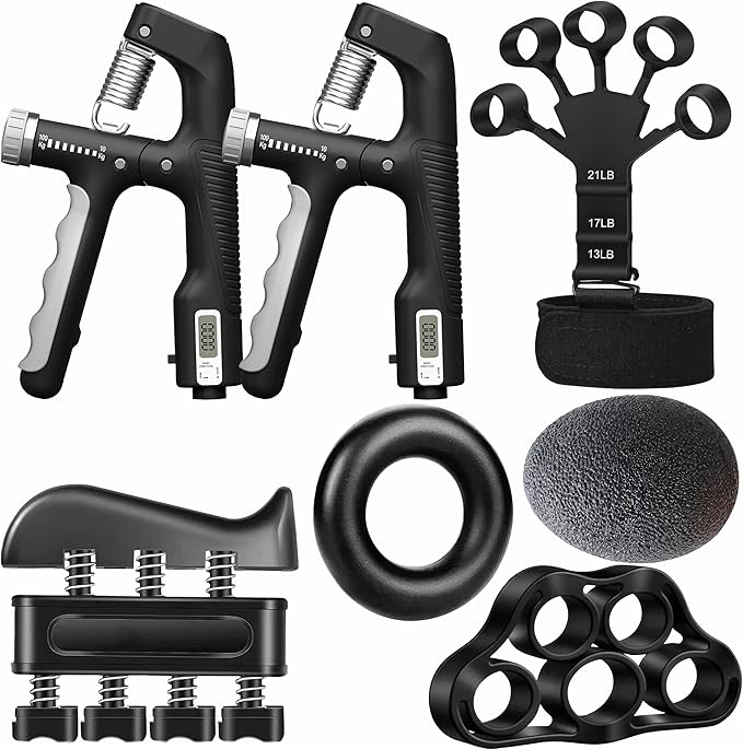 Hand Gripper Strengthener, Adjustable Resistance 22-220Lbs (10-100kg) Forearm Exerciser, Grip Strength Trainer for Muscle Building & Injury Recovery, Aerobic Hands