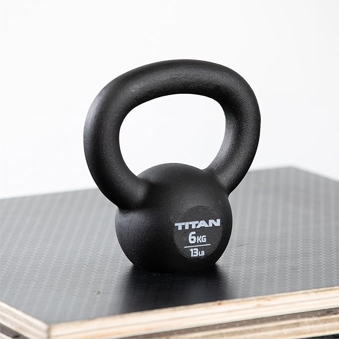 Titan Fitness Cast Iron Kettlebell, Single Piece Casting, KG and LB Markings, Full Body Workout