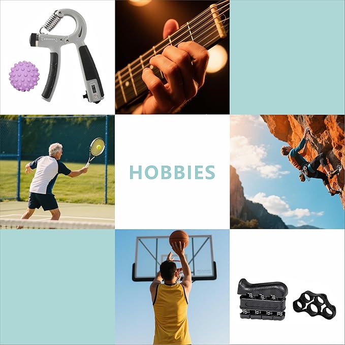 7 PCS Grip Strength Trainer Kit, Hand Gripper Strengthener, Forearm Strengthener, Finger Strengthener, Finger Exerciser, Massage ball, Forearm Workout Ring for Muscle Building and Injury Recover