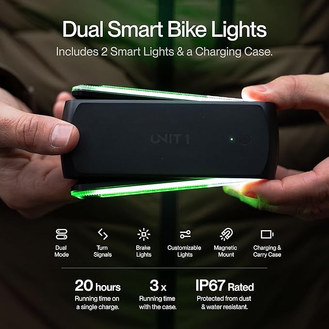 UNIT 1 Smart Light | Wireless LED Turn Signals & Brake Light | USB-C Rechargeable | Magnetic Mount | Nav Remote Compatible | App-Controlled Visibility via iOS & Android