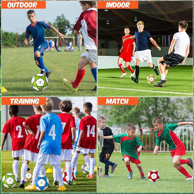 Deekin 12 Pcs Soccer Balls Bulk with Pump Deflated Sizes 3, 4, 5, Official Size Sport Soccer Ball Training Ball for Kids Youth Adult Game Match School Training Accessories Party Gift