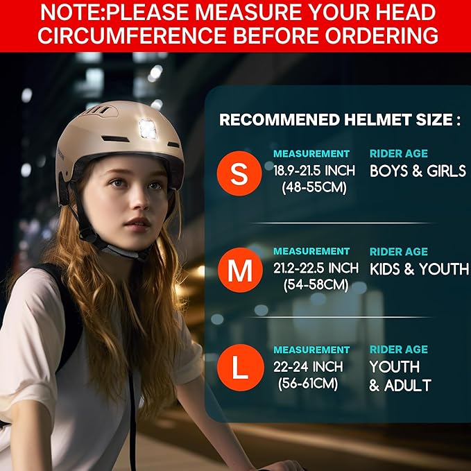 Bike Helmet with LED Lights Bicycle Helmets Commuter Cycling Helmet USB Rechargeable Front & Back LED Light Helmet for Adult Men Women