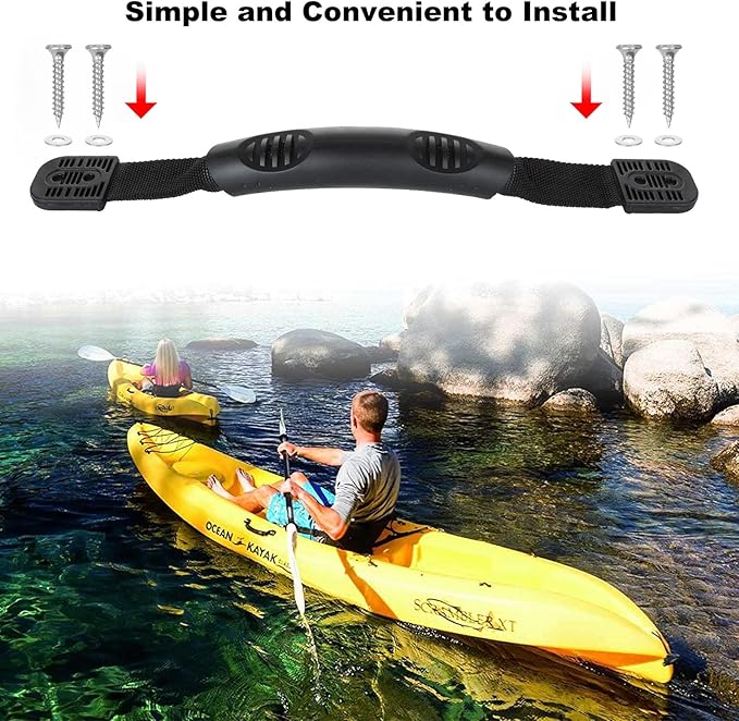 8 Pack Kayak Handles Replacement, Heavy Duty Kayak Carry Handles, Durable Canoe Boat Side Mount Handle Accessory Kit for Kayaks Boat Suitcase Luggage, Black, Including 40 Mounting Screws