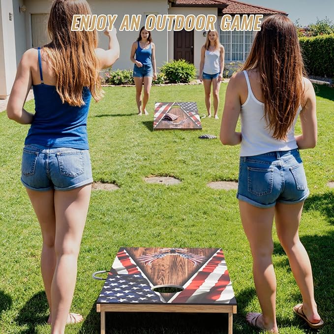 Cornhole Board Set,Corn Hole Games for Adults Outdoor,2X4FT Solid Wood Regulation Cornhole Boards with 8 Cornhole Beans Bags & Carry Case