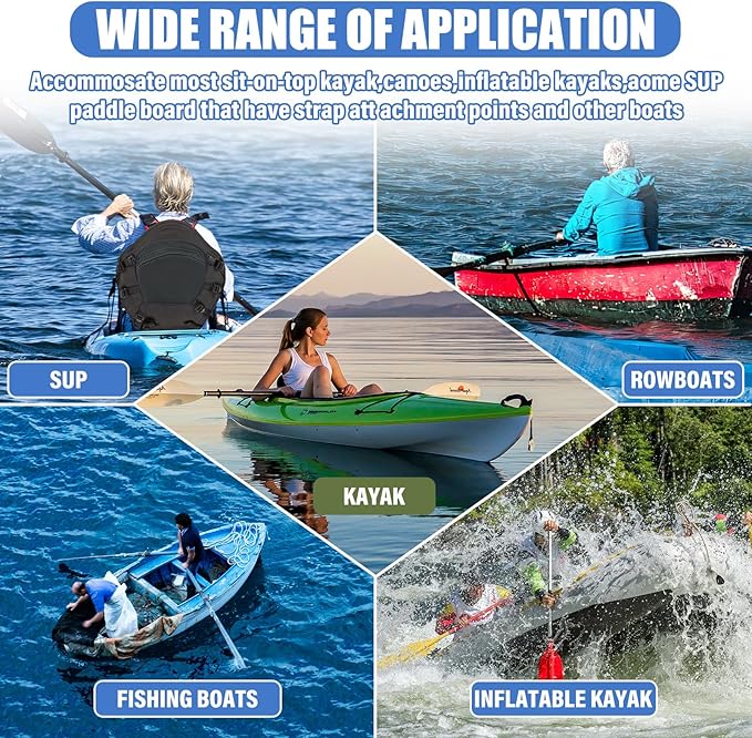 Deluxe Padded Kayak Seats - Premium Shockproof Seats with Back Support for Kayaking, Canoeing, Fishing, Paddle Boarding - Comfort, Versatility and Extra Storage