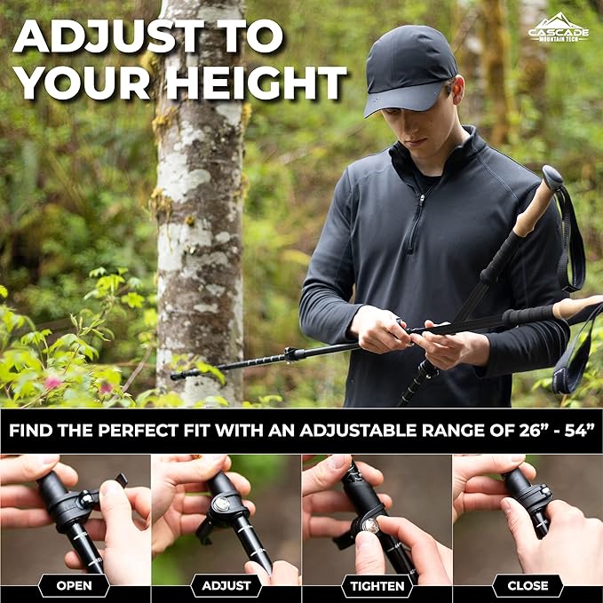 Cascade Mountain Tech Trekking Poles - Carbon Fiber Walking or Hiking Sticks with Quick Adjustable Locks