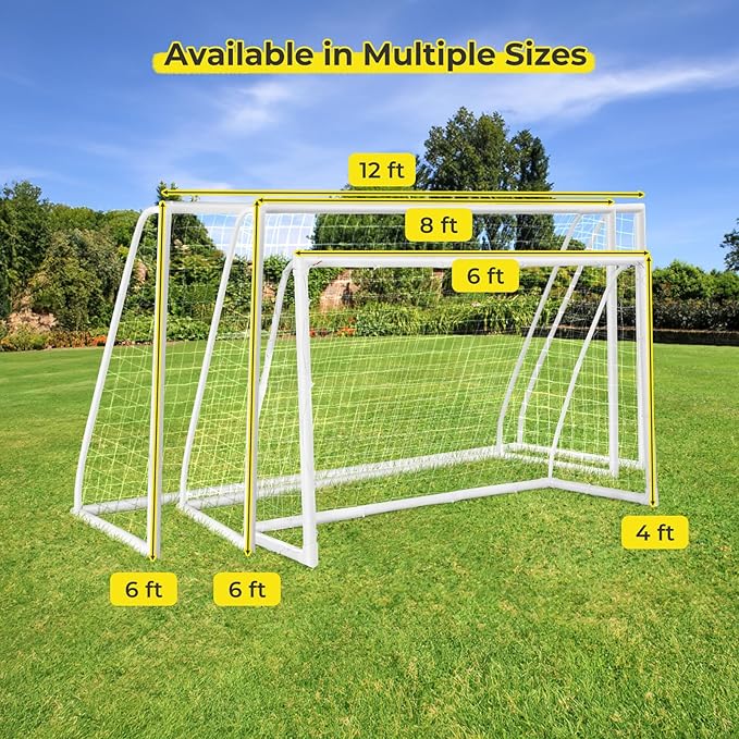 GYMAX Soccer Goal, Soccer Goals for Backyard with All Weather Net, Ground Stake & Zip Ties, Easy Assembly Folding Soccer Frame and Net for Kids School Club Training Practice
