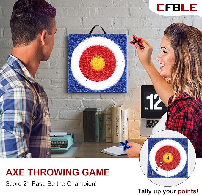 Axe Throwing Bristle Target with 8 Throwing Axes Set,Axe Throwing Game for Backyard, Indoor &Outdoor,Yard Games,Carnival Games