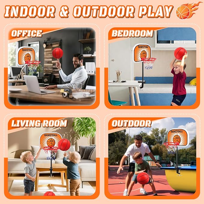 Indoor Basketball Hoop Tabletop Basketball Hoop Indoor with Clips Mini Desktop Basketball.Hoop Set with Two Balls Mini Hoops for Desk Table Bedroom Basketball Toys for Kids and Adult
