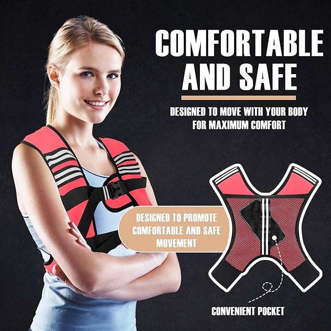 Weighted Vest Men or Women - 5/10/15/20/25/30lbs Weights with Reflective Stripe, Weighted Vest for Workout Equipment for Strength Training Running - Walking Weight Loss