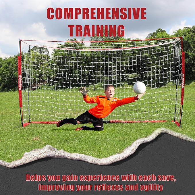 Soccer Goal,Soccer Net,Soccer Goals for Backyard,with Bow Frame,Collapsible Metal Base and Agility Ladder