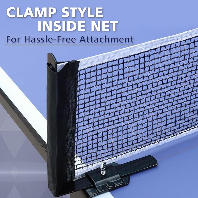 9”×5”MDF Indoor Table Tennis Table with Quick Clamp Ping Pong Net with Two Rackets and Three Balls，Foldable Single-Player Game