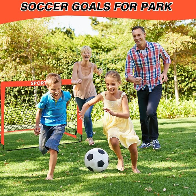 2 Pack 4' x 3' Soccer Goal Net Set, Pop Up Kids Practice Soccer Goals for Indoor and Outdoor.Portable Soccer Net with Carrying Bag & Ground Pegs, Perfect for Backyard, Field, Court
