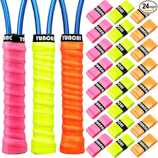 Jerify 24 Pieces Tennis Racket Grip Tape, Precut Badminton Racket Overgrips Tape with Velvety Comfort for Anti Slip and Absorbent Grip