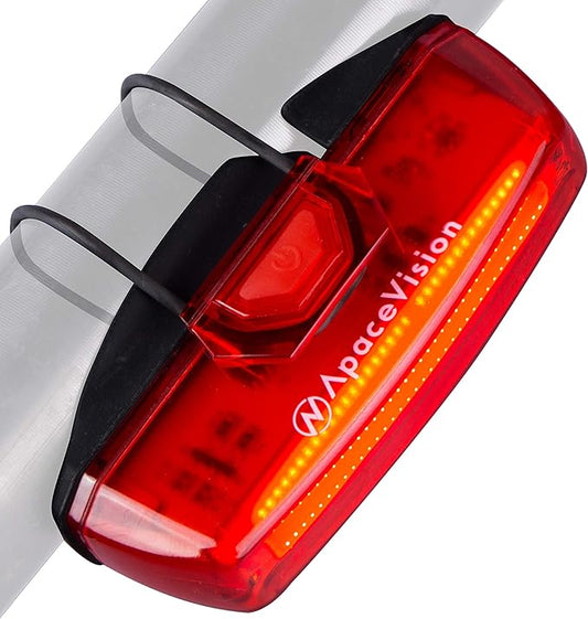Bike Tail Light USB Rechargeable by Apace - Super Bright 100 Lumens LED Bicycle Rear Light Easily Clips on as a Red Taillight for Optimum Cycling Safety