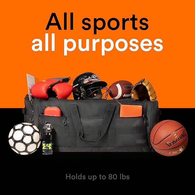 Fitdom 140L 38" Heavy Duty Extra Large Sports Equipment Duffle Bag with Upgrade Zipper, Durable & Water Resistant. Perfect for Travel Storage Football Hockey Baseball Basketball Team Coaches & More