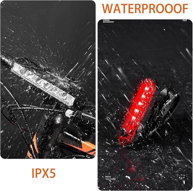 Bright Bike Light Set for Night Riding, LED Bicycle Light High Beam Low Beam, USB-C Rechargeable Bicycle Headlight Set, Waterproof Bike Headlight and Taillight for Adult Kid Mountain