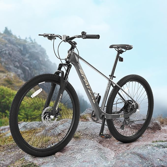 SPATIAL Mountain Bike, 24/26/27.5/29 inch Outdoor Cycling Bike,21/8 Speed Lightweight Aluminum Frame | Dual Disc Brakes,Adjustable Ergonomic Seat for Men Women Adult,MTB Bicycle