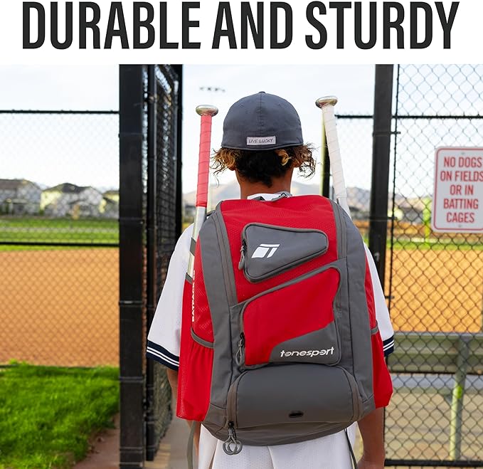 Baseball Bag - Backpack for Baseball, Softball, Tball - Adults & Youth Bat Bag