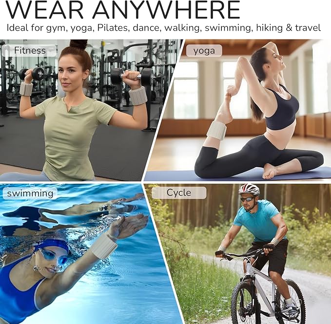 Adjustable Ankle and Wrist Weights for Women & Men - Ultra-Thin Magnetic Design, Skin-Friendly Silicone with Steel Blocks for Yoga, Pilates, Swimming,Gym, Arm & Leg Weights Set of 2