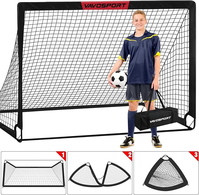 Soccer Goal, 2 of 6'x4' Kids Soccer Goals for Backyard Set, Portable Pop Up Soccer Net, Practice Soccer Training Equipment with Ball, Cones for Toddler,Youth Sports Outdoor Games Yard Play