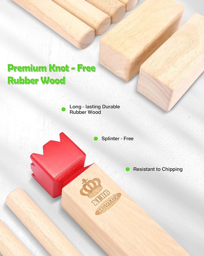 Kubb Yard Game Set Viking Chess Garden Rubber Wood Outdoor Tossing Game with Canvas Carry Bag Viking Chess Set for Kids Adults