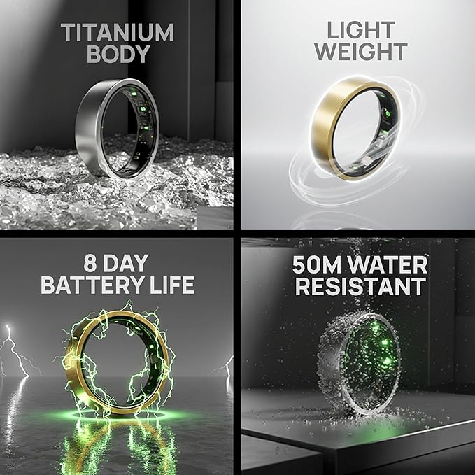 HART Smart Ring - Health & Fitness Tracker for Men & Women, 8+ Day Battery, Tracks Heart Rate, Stress, Activity, Weight Loss Buy Sizing Kit, Wearable Ring for Women Daily Routine, Sleep Tracker