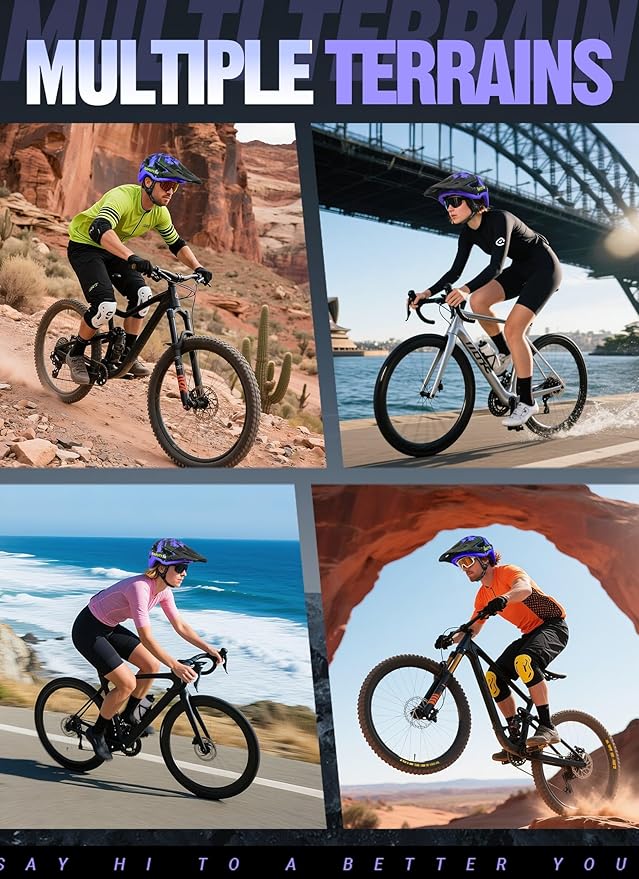 Mountain Bike Helmet for Adults & Youth Lightweight Impact-Resistant with Adjustable Dial & Removable Visor Unisex Helmet for Mountain Biking Bicycle Clcying