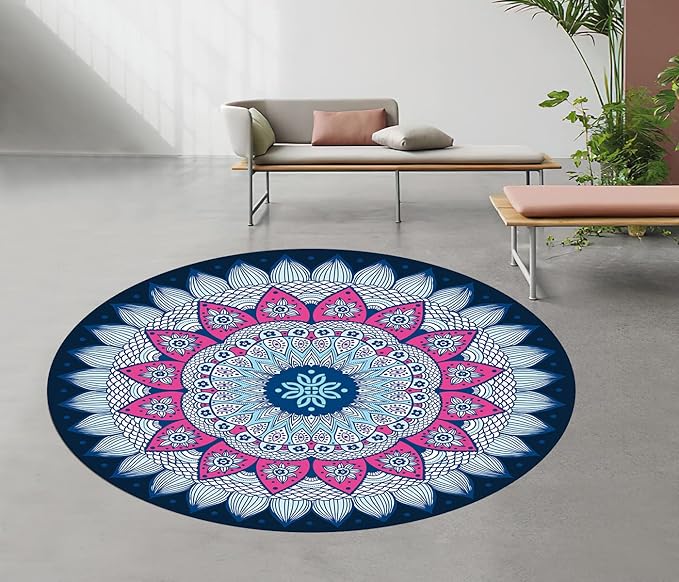 Pilates Mat Round Oversize Yoga Mat Suede Rubber Non-Slip Dia 140cm Exercise Mat Meditation Mat Workout Mat for Home Outdoor