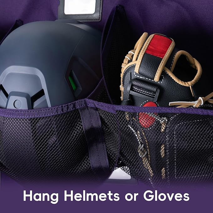 Baseball/Softball Dugout Organizer - 15+ Helmet & Glove Storage Bag, Military-Grade 900D Fabric & 6 Reinforced Steel Hooks