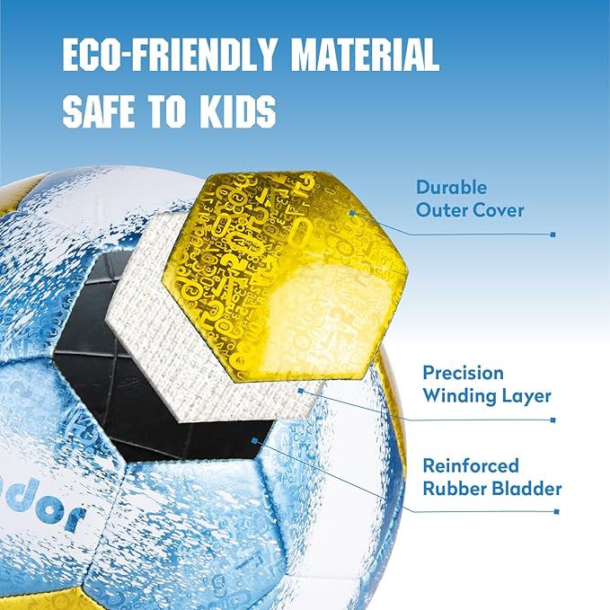 Size 4 Soccer Balls, Laser Leather Soccer Ball for Sport Training & Match Play - Vibrant Soccer Balls Gift Set with Pump for Kids and Youth