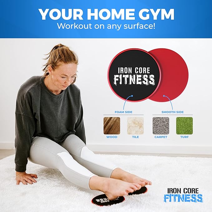 Core Sliders for Working Out, Dual Sided Exercise Gliding Discs for Use on All Surfaces, Ultimate Core Trainer, Light and Portable, Gym & Home Total Body Workout Equipment