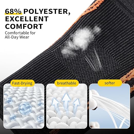 CAMBIVO Knee Brace for Women and Men with Side Stabilizer 2 Pack, Lightweight Knee Compression Sleeves for Knee Pain Relief, Knee Sleeves for Running, Workout and Daily Activities (Dark Gray, Large)