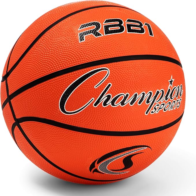 Champion Sports Rubber Basketballs – Heavy Duty Pro-Style, Indoor/Outdoor Use, Premium Basketball Equipment for Physical Education, Various Sizes & Colors (Size 3, 5, 6, 7)