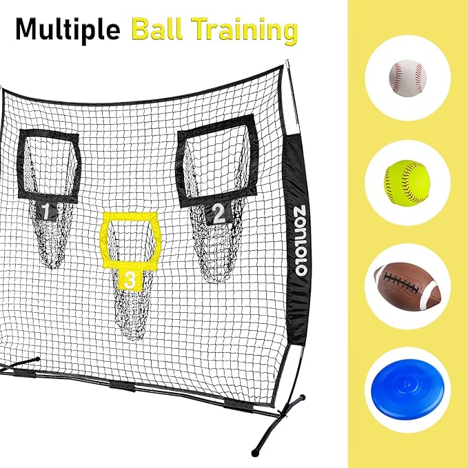 6x6ft Football Training Net, Football Throwing Net with 3 Target Pockets, Portable QB Throwing Practice Equipment with Small Carry Bag,Most Suitable for Kids