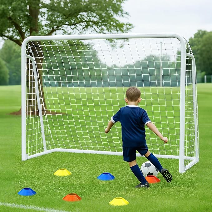 NAIZEA Soccer Goal - 12x6FT/16x7FT/10x6FT/8x6FT/6x4FT Soccer Goals for Backyard - Metal Soccer Goals for Youth Adult - Multiple Sizes Colors - Perfect for Games Indoor Outdoor Practice