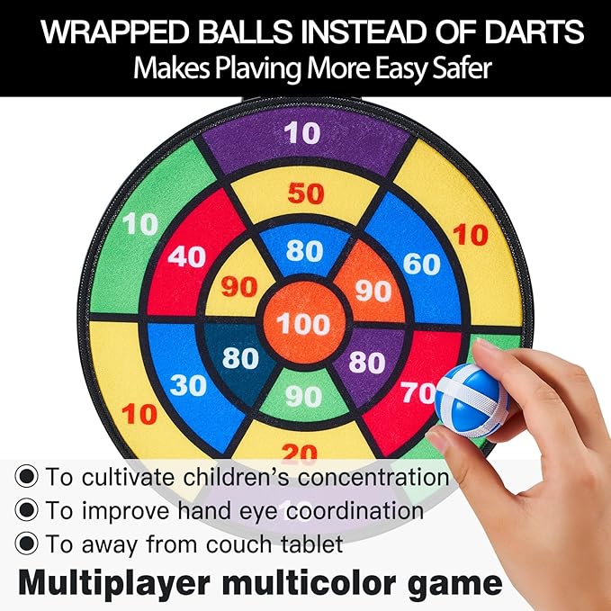 Magnetic Dart Board - 12Magnetic Darts+12Sticky Balls Or 2 Toy Gun+40 Foam Dart,Fun for Family Game and Party with Friends, Christmas Birthday Gifts Toys for 3-12 Year Old Boys