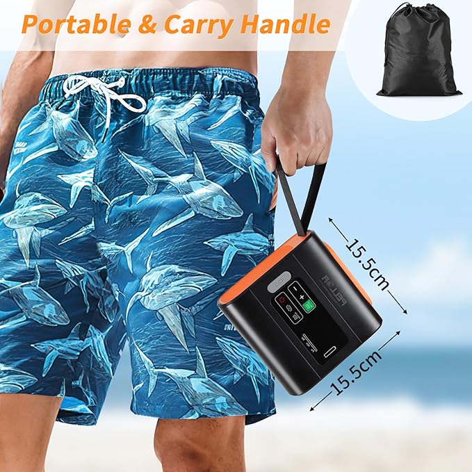 PELLOR Electric Paddle Board Pump, 22PSI High Pressure SUP Electric Air Pump,Intelligent Dual Stage Inflation & Deflation, Auto-Off Air Pump for Stand Up Paddle Boards, Kayaks,Mattress,Tents