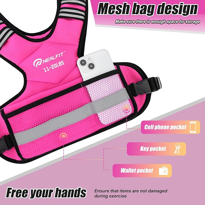 Weighted Vest for Women and Men, 5-10lb/11-20lb/18-30lb Adjustable Weighted Vest with Reflective Strip, Body Weight Vest for Walking, Running, Fitness, Strength Training