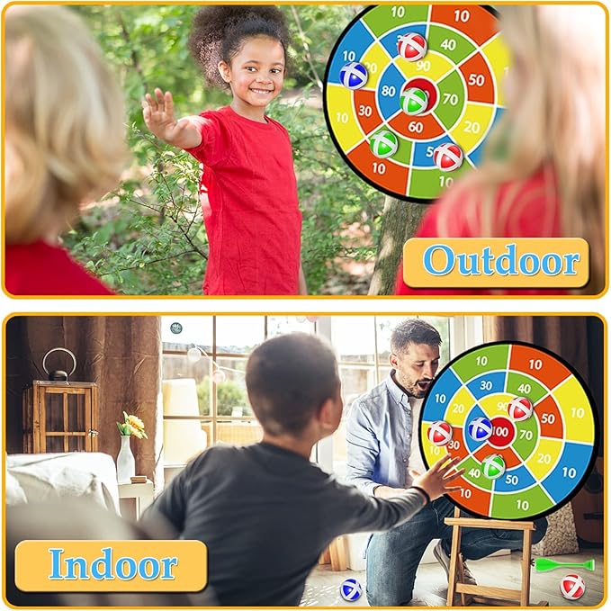 Dart Board for Kids Ages 4-8 - 29" Double-Sided Dart Board with Sticky Balls and Darts,Boys Toys for Ages 8-13,Valentines Day Gifts for 7 8 9 10 11 12 13 14 Year Old, Indoor/Outdoor Party Game Toys
