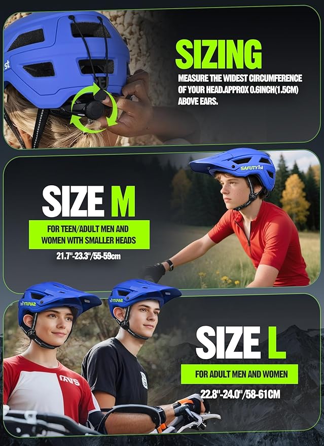 Mountain Bike Helmet for Adults & Youth Lightweight Impact-Resistant with Adjustable Dial & Removable Visor Unisex Helmet for Mountain Biking Bicycle Clcying