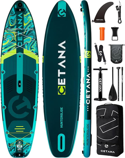 CETANA 11'6×35" Extra Wide Stand Up Paddle Board for Adults & Youth, 400lb Capacity Inflatable Paddle Board, Sup for 2+1 Person with Removable US Fin, 100L Backpack, Floating Paddle, Safety Leash