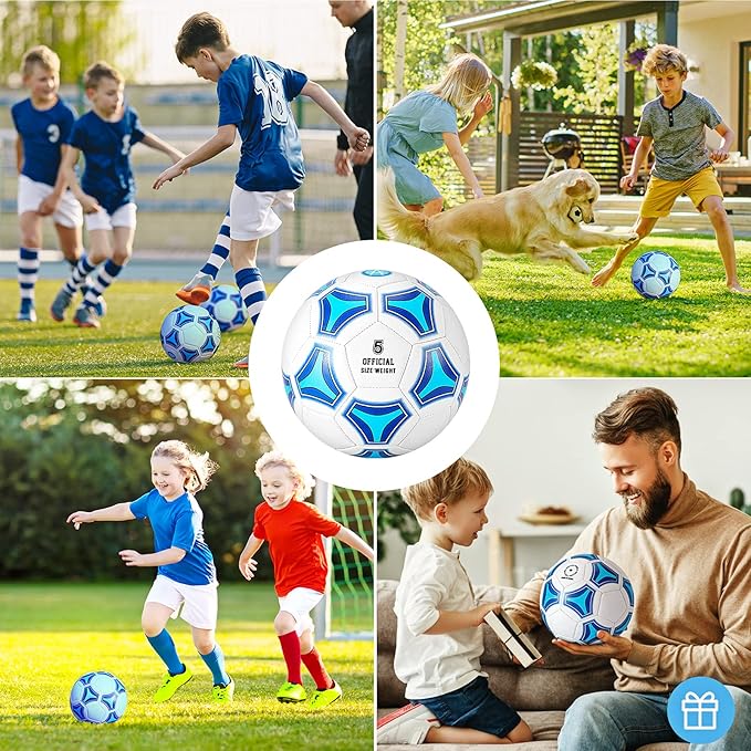 STEEFAN Soccer Ball Size 3/4/5 for Kids Outdoor Play,Color Change Soccer Stuff with Carry Net,Official Size Ball,Needles and Air Pump,Gift Idea for Kid Teen Boy Girl Junior and Men Women