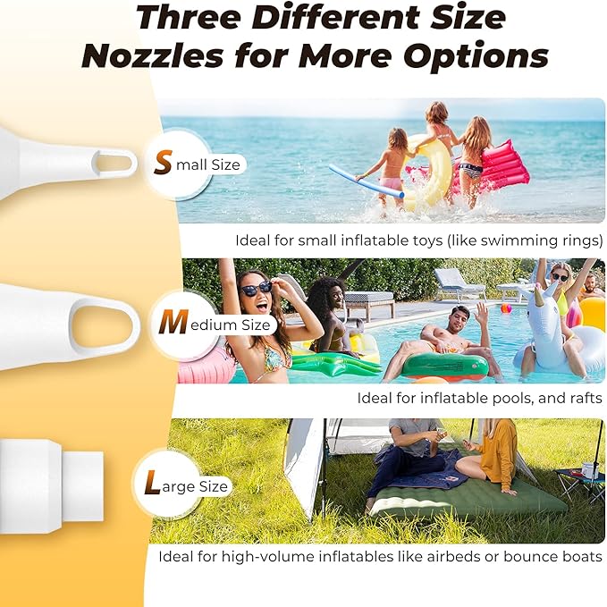 Dr.meter Air Mattress Pump: Rechargeable 6000mAh Portable Battery Air Pump, Quick-Fill Electric Air Inflator Deflator for Outdoor Camping Inflatable Bed Pool Boat Float Raft Swimming Rings Vacuum Bag