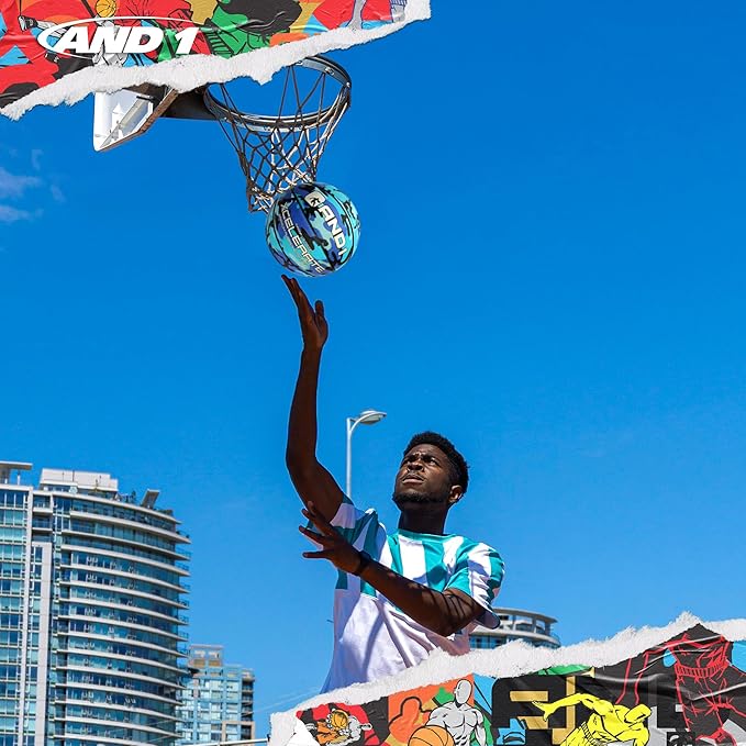 AND1 Xcelerate Rubber Basketball: Official Regulation Size 7 (29.5”) Streetball, Made for Indoor/Outdoor Games