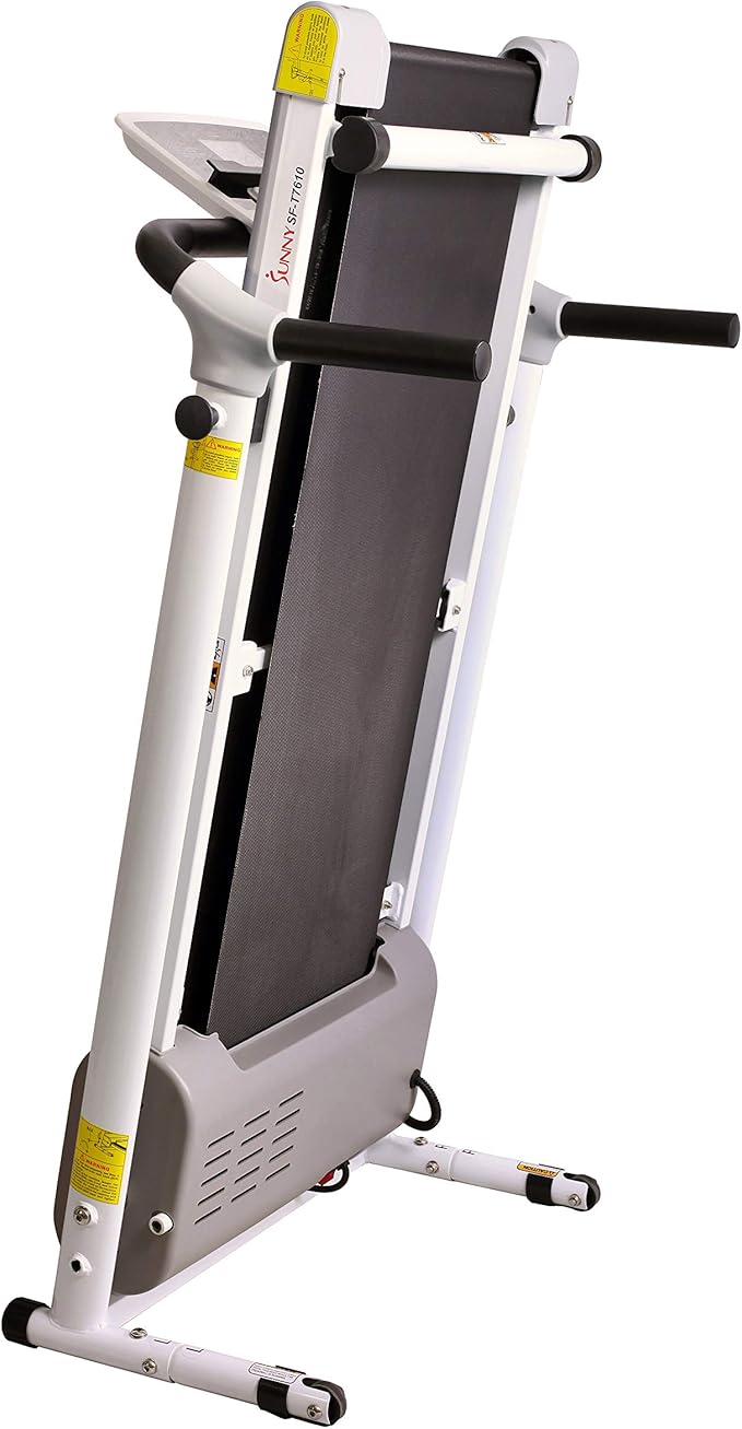 Sunny Health & Fitness Compact Foldable Treadmill - Easy Assembly, Quiet Operation, LCD Performance Monitor, Device Holder - Running & Walking Exercise, Optional Free SunnyFit App Bluetooth Connection